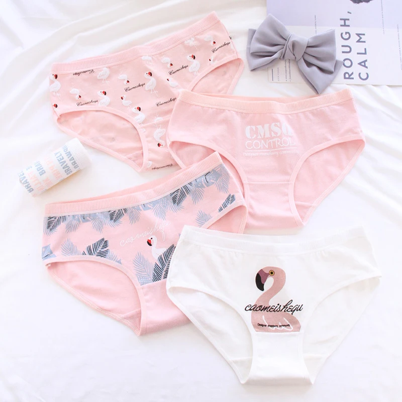 

2019 Women Panties for Flamingo pattern print cute underwear gril briefs cartoon lingerie woman underpants on sale female panty