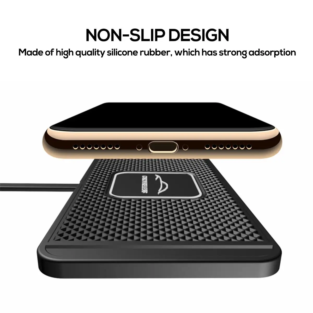 5W/7.5W/10W C1 Car Qi Wireless Charger Pad Fast Charging Dock Station Non-slip Mat Car Dashboard Holder Stand for iPhone X R