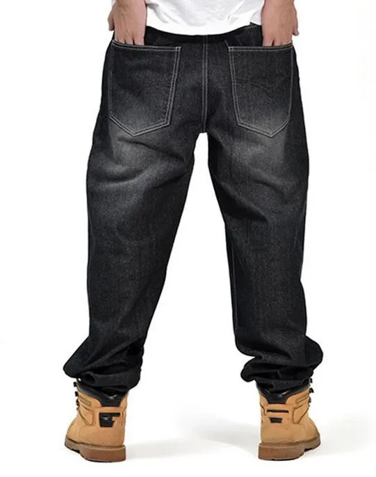 2017 мужские черные мешковатые джинсы в стиле хип-хоп дизайнерский бренд скейтборд брюки Свободный стиль плюс истинный хип-хоп рэп джинсовые