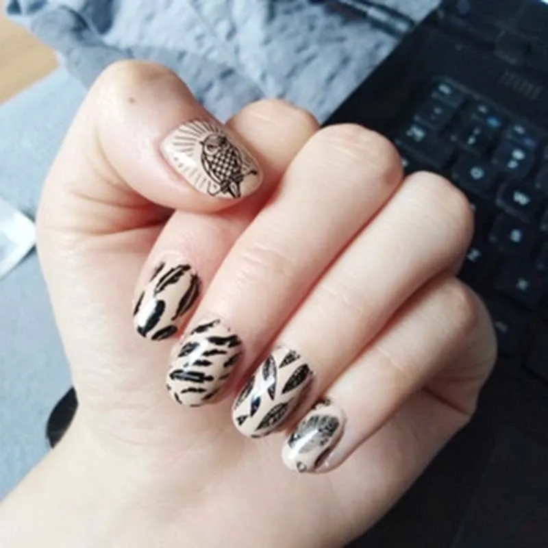 Imagem da Placa Lote Template Unha Gato Coroa Projeto Carimbar Placas Manicure Art Faça Você Mesmo Decorações Estênceis 12 Pçs - 1 Projeto Carimbar Placas Manicure Nail Art Imagem