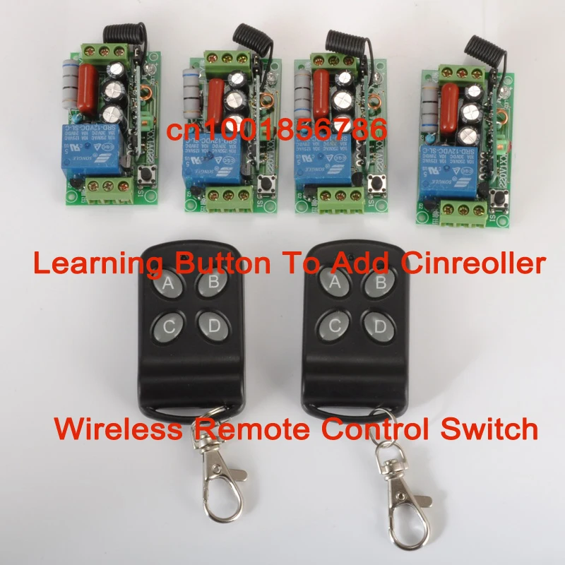 

wireless Power Switch System 4 Receiver&2 Transmitter 220V 1CH 10A output state is adjusted 1CH 1000W Non-Latched/self-Latched