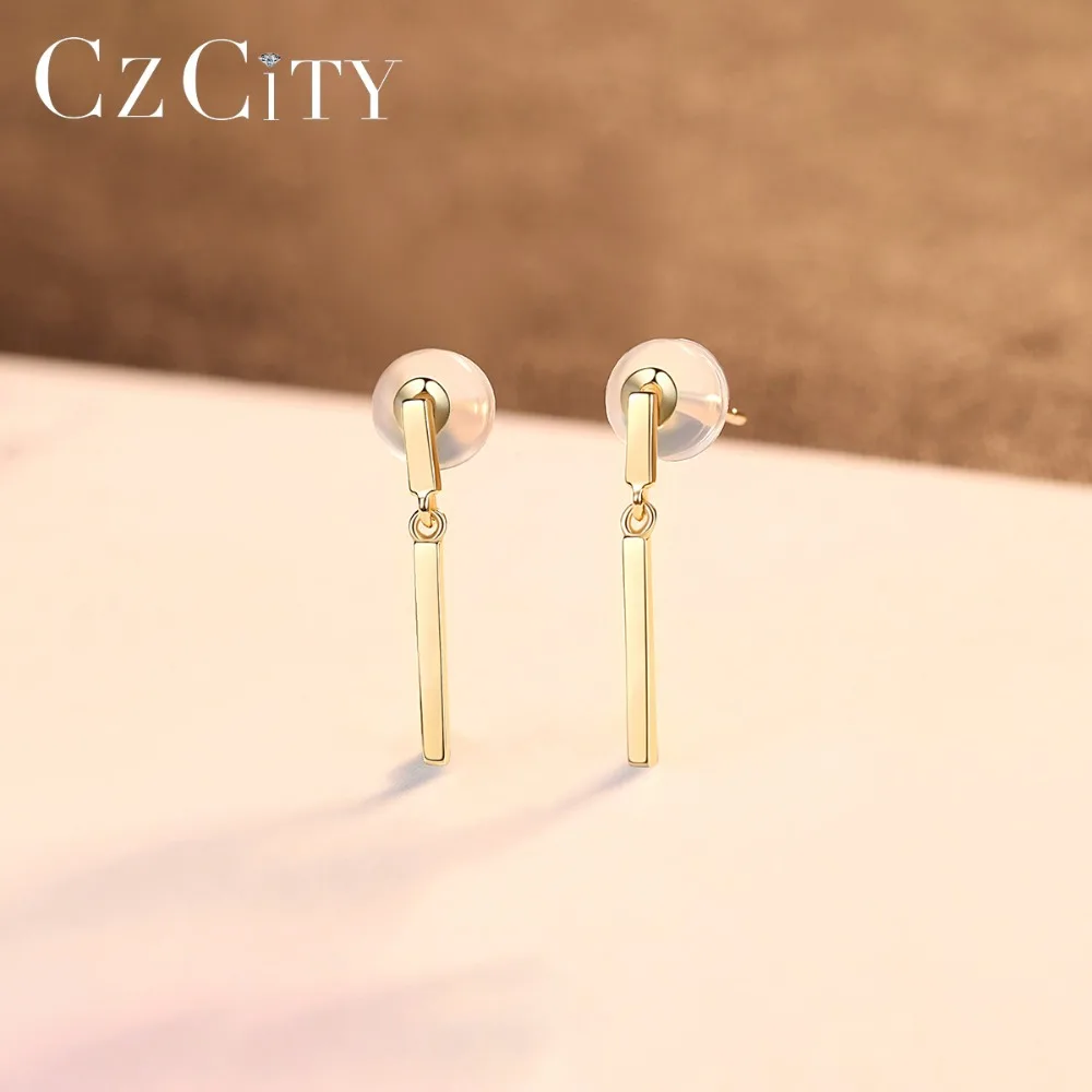 CZCITY 14K золотые Висячие серьги для женщин простой темперамент 14K желтые золотые ювелирные серьги аксессуары Новинка