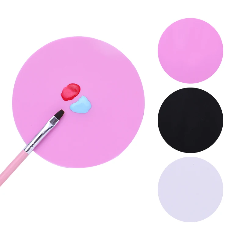 

1Pc Silicone Mixing Paint Palette Mat Foldable Washable Nail Art Stamping Pad DIY Drawing Tool Pink White Black Manicure