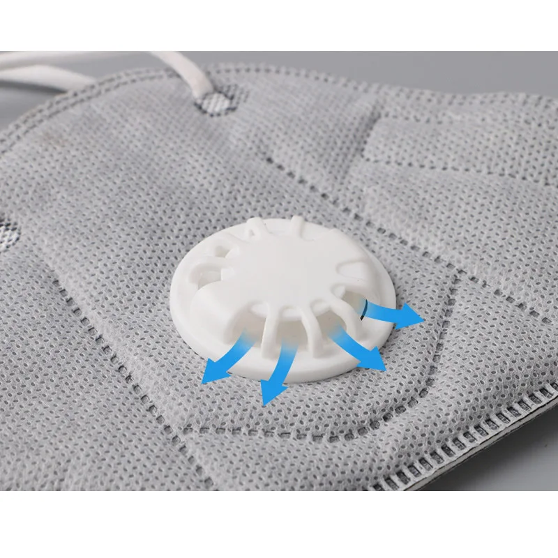 Masque anti-poussière chantier 10 pièces présenté en gros plan, montrant les couches filtrantes et l'élastique de fixation.