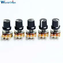 1 шт. потенциометр 1K 10K 20K 50K 100K 500K Ом резистор 3 Pin Линейный переход поворотный потенциометр для Arduino с крышкой ручка WH148