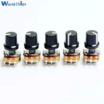 

1PCS Potentiometer 1K 10K 20K 50K 100K 500K Ohm Resistor 3 Pin Linear Taper Rotary Potentiometer for Arduino with Cap Knob WH148