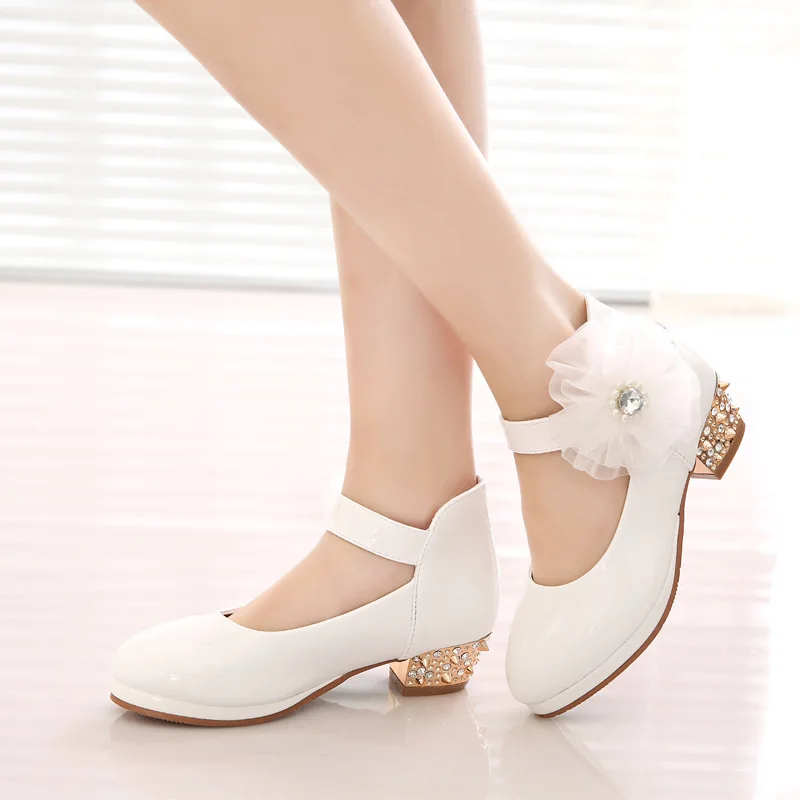 

Boutique children's shoes 2018 new girls' leather shoes high heel waterproof platform dance shoes
