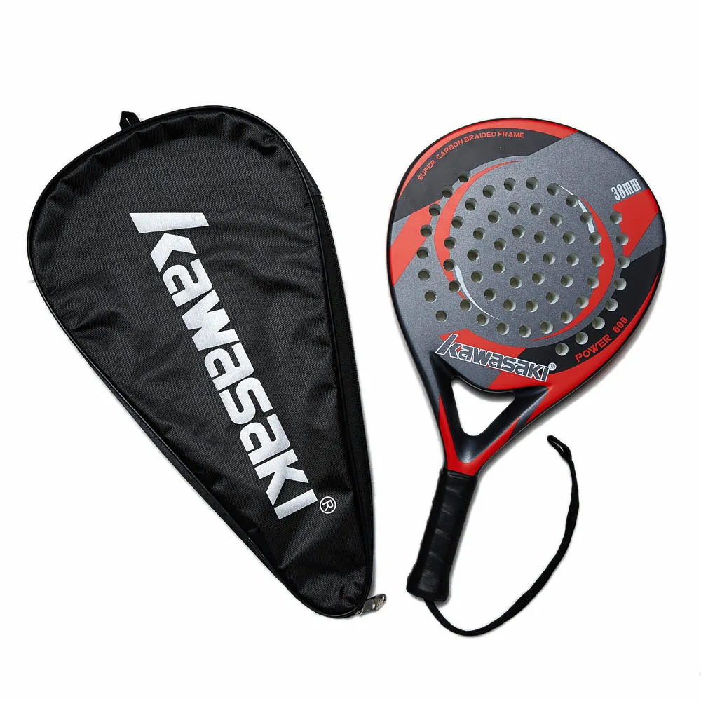 الأصلي كاواساكي العلامة التجارية Padel تنس مضرب ألياف الكربون لينة إيفا الوجه تنس مجداف مضرب مع Padle غطاء حقيبة AMG001