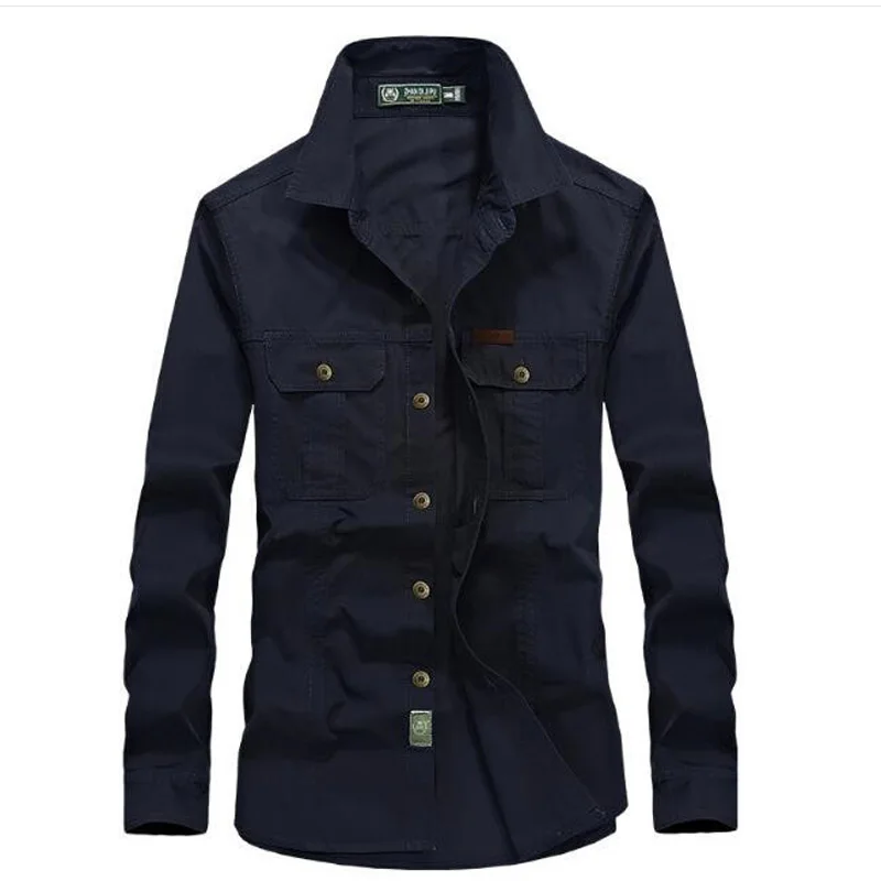 Günstige 2018 frühling männer qualität military casual marke langarm shirt mann herbst 100% baumwolle armee grün shirts M 6XL