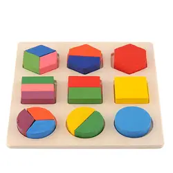 Детские 3d головоломки деревянные игрушки для детей Красочные Геометрия Форма познания Дерево Дети раннего обучения Обучающие Монтессори