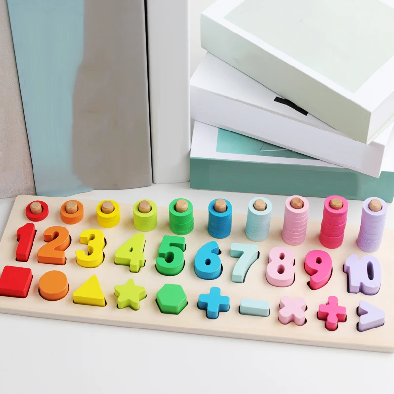 Деревянные материалы montessori игрушки учиться считать номера, соответствующие цифровой Форма матч раннего образования учебных пособий Математические Игрушки