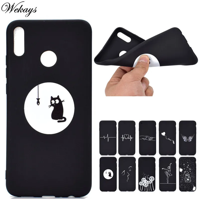 

Wekays Cover For Huawei Honor 8X Cartoon Black Soft Silicone Case For Huawei Honor 10 Lite P Smart 2019 Cover Cases Honor 8X