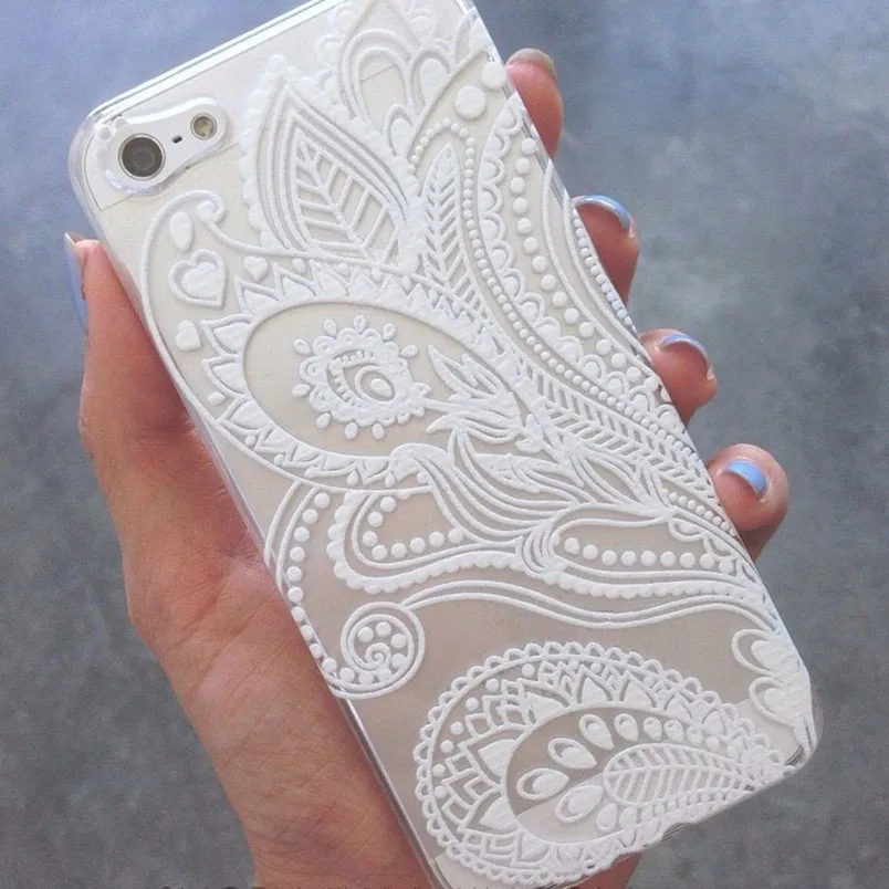 

Sexy Paisley Lace Mandala Henna Floral Soft Clear Phone Case Coque For iPhone 7 7Plus 6 6S 6Plus 5S 8 8Plus X XS Max SAMSUNG