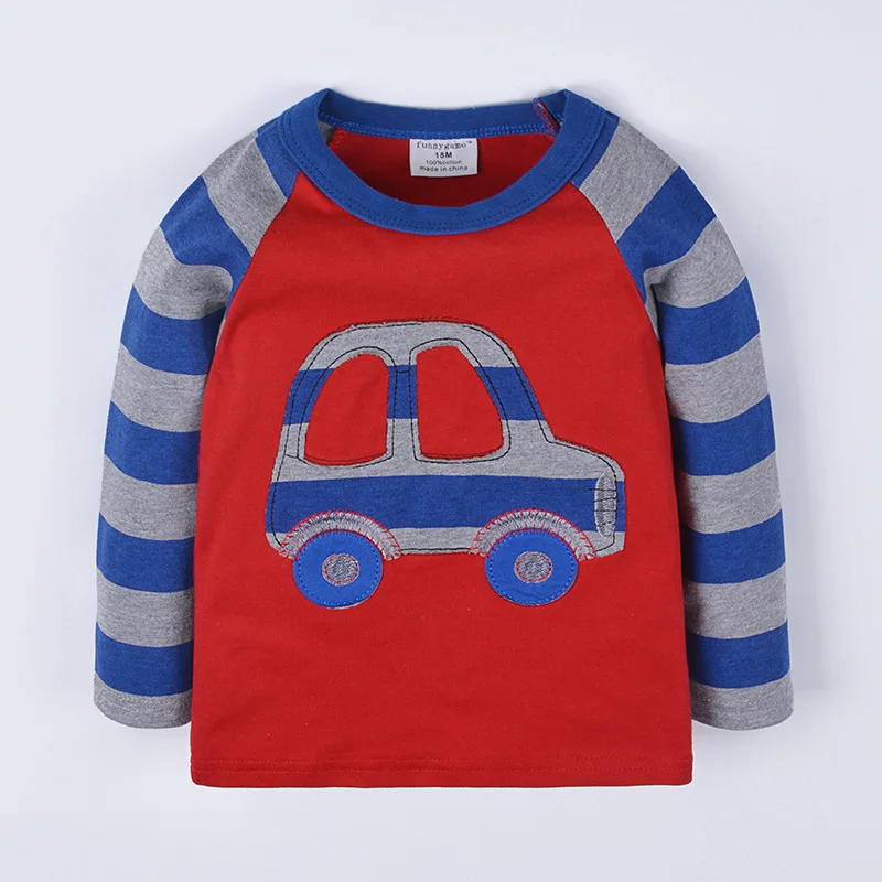 

2017 New Spring Autunm Kids T-shirt Baby Long Sleeve Cotton Cardigan Blouse Toddler Boys Cars Shirt Tops Baby Clothes 1-6Y