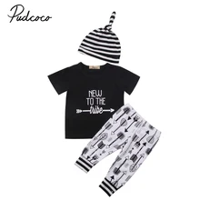 Мило стрелка комплект одежды 0-18 м для новорожденных Для маленьких мальчиков девочек EW к Tribe наряд топы, штаны шляпа 3 шт. комплект одежды