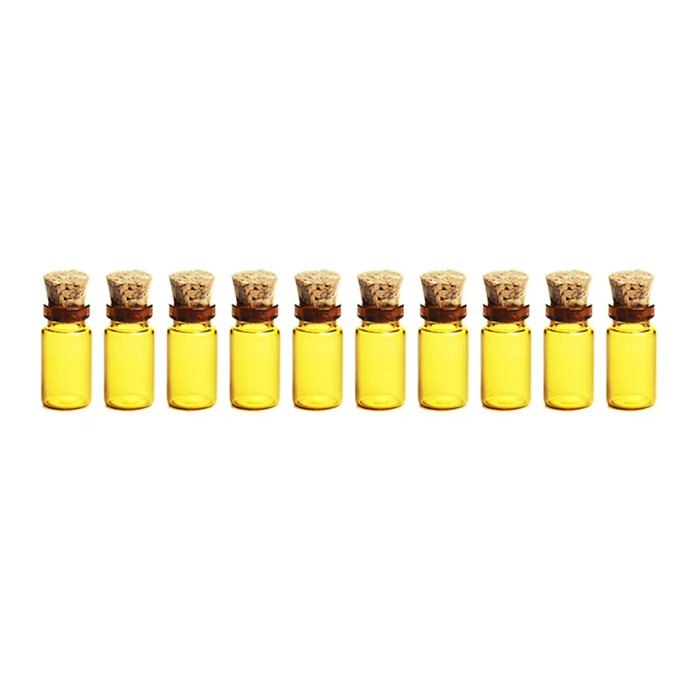 HIPSTEEN 50Pcs 11 22MM 1ML Mini Glass Bottles Empty Sample Jars with Cork Stoppers for DIY
