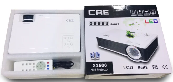 CRE X1600 домашний мини-проектор 800*480 p поддержка 1080 P AV USB SD карта HDMI интерфейс для детей играть образование Светодиодные проекторы