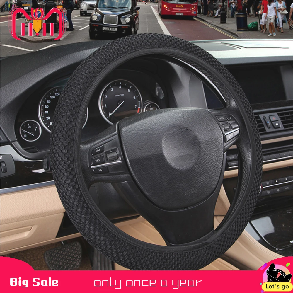 4 Clolors Skidproof Durable Car Steering Wheel Cover Sandwich Fabric