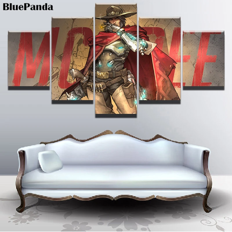 5 шт. Mc Cree Overwatches игра HD Холст Картина маслом плакат картина для спальни офиса