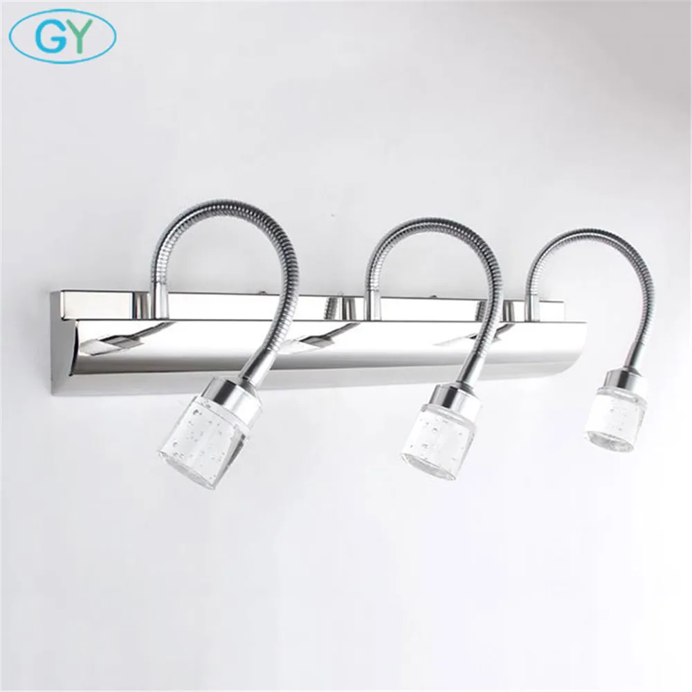  Modern Bathroom LED Crystal Mirror light Ajustable gooseneck makeup vanity lighting led miroir coif