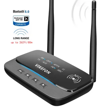 

NFC Bluetooth 5.0 Transmitter Receiver 262ft/80m Range Music Audio Adapter for TV PC Low Latency aptX HD Spdif RCA AUX 3.5mm TV
