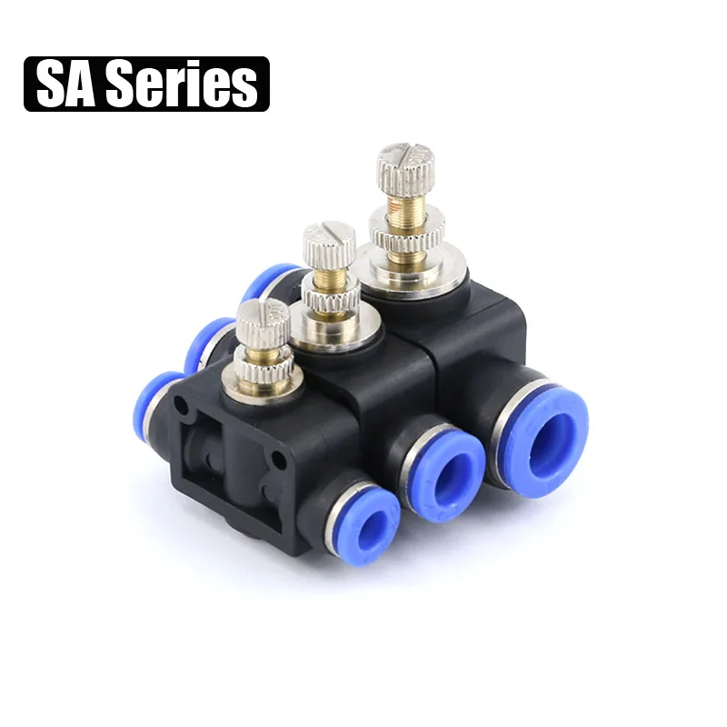 

Pneumatic Throttle Valve SA4 6 8 10 12mm OD Hose Tube Air Flow Speed Control Valve Connector Fitting Air Speed Controller