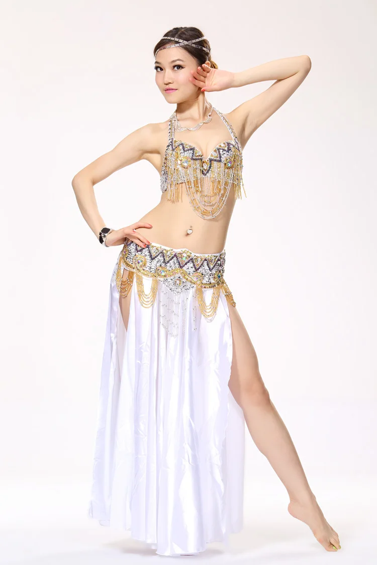 On Sale Luxury Professional Beading Belly Dancing Costumes 5PCS S M L 7 colors 