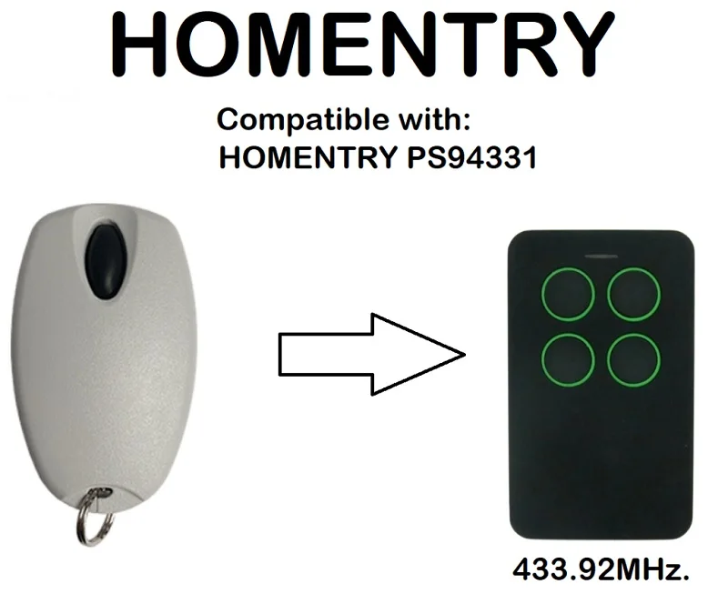 

HOMENTRY PS94331 Compatible Remote Control 433.92MHz.