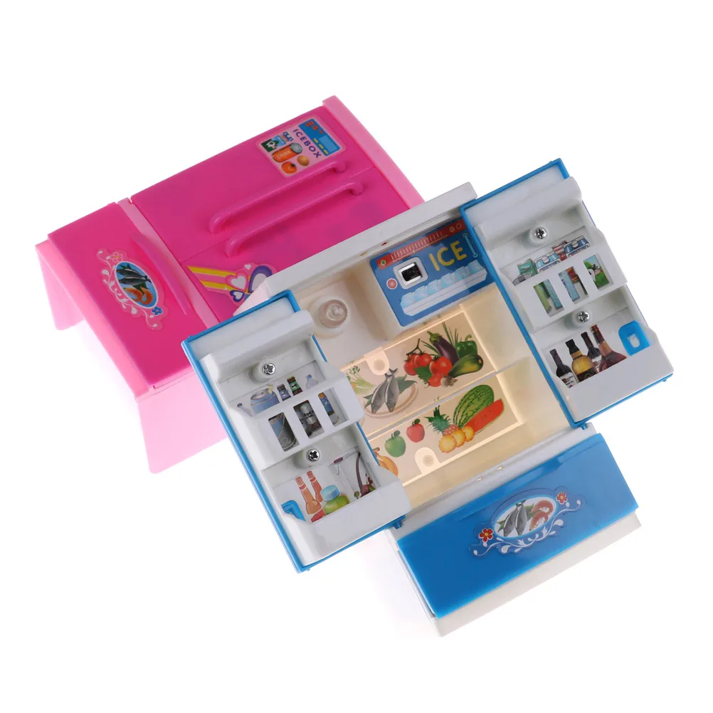 Dollhouse Miniature Furniture Plastic Fridge Refrigerator For Barbie