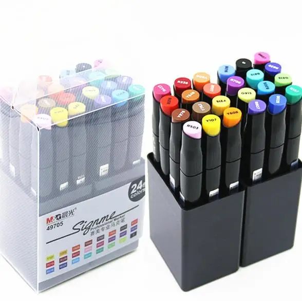 

24Colors Art Marker Set Dual Head Sketch Markers Brush Pen For Draw Manga Art Supplies