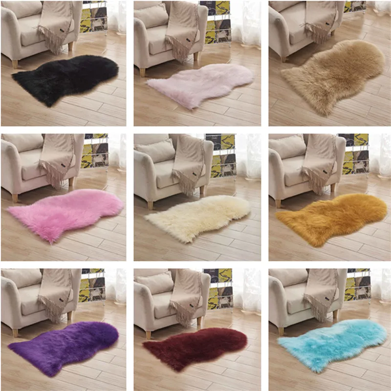 Faux Sheepskin Silky Rug Handmade Artificial Wool Carpet