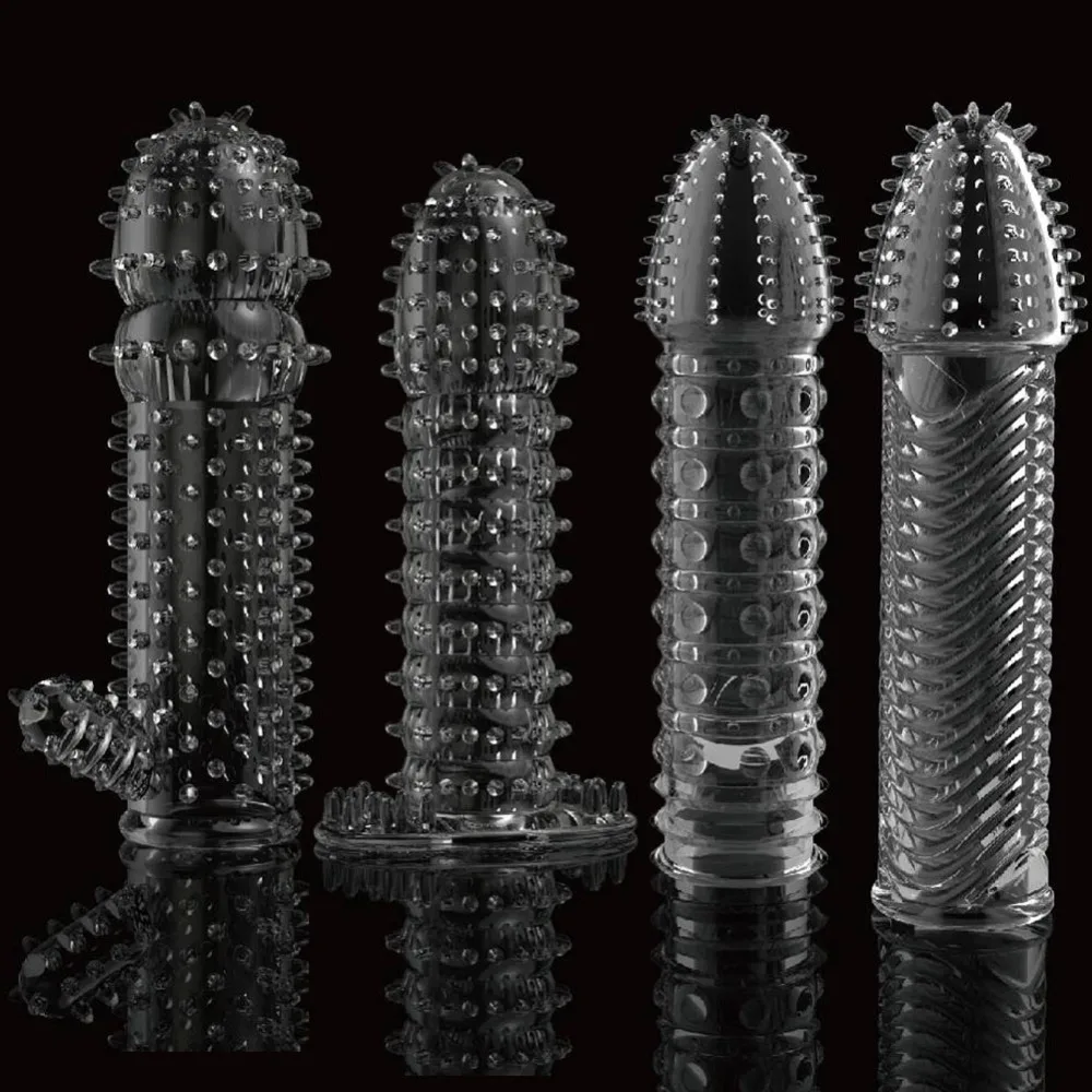 Male Extensions Condom Penis Sleeve Reusable Condom Enlargement Textured Extender font b Dildo b font Sheath