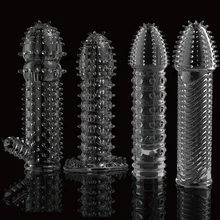 Male Extensions Condom Penis Sleeve Reusable Condom Enlargement Textured Extender Dildo Sheath Condoms Sex Toys for Men