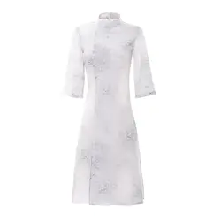 Белое летнее платье в китайском стиле рами винтажное женское короткое Qipao классическое сценическое шоу элегантные женское платье-Ципао