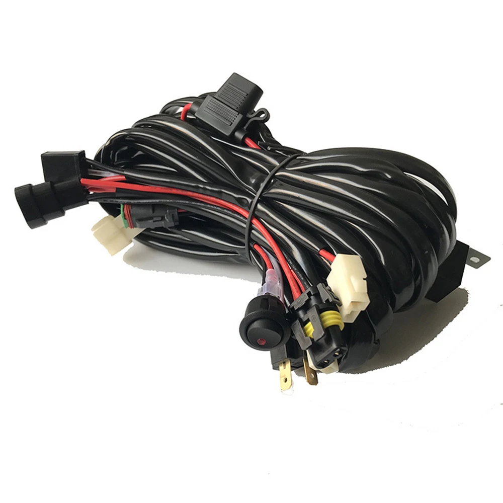 

Universal Car Wiring Harness LED Strip Light Switch Harness Set Control 12/24V 9005/H4 High Beam Driving Light