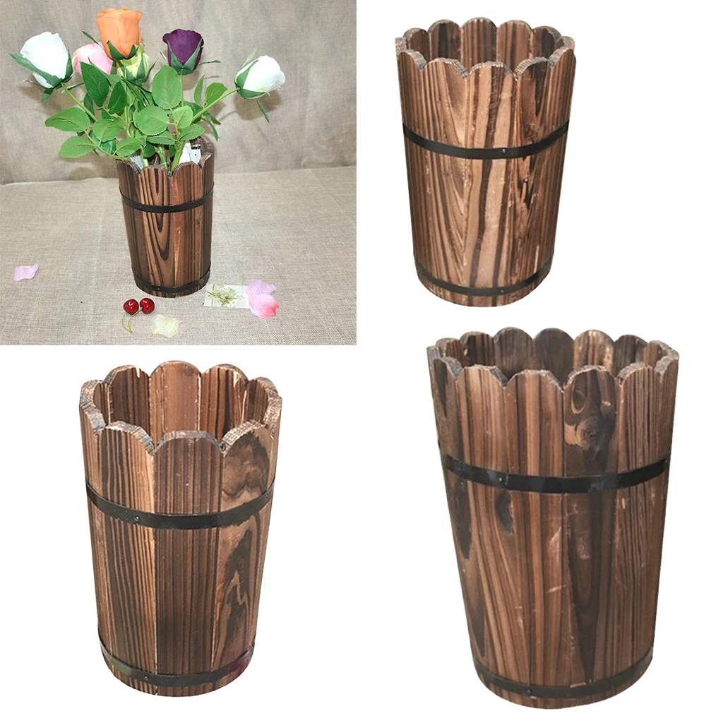 Vintage Wood Planter Box Garden Yard Flower Succulent Container Plant Pot For Office Hopping Mart Hotel Bar Balcony Home Garden 