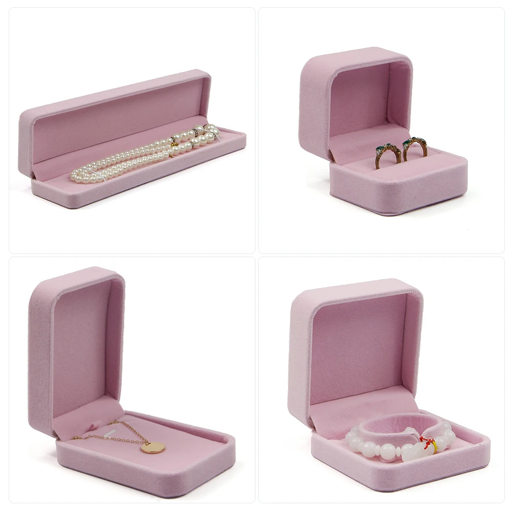 Розовый ювелирные изделия кольцо серьги, ожерелья браслет коробка для хранения Организатор Дисплей случае многоразовые упаковочная коробка мод