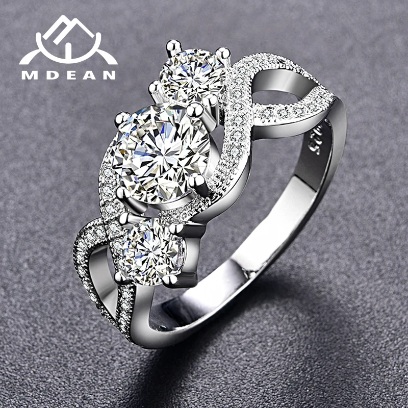 

MDEAN White Gold Color Engagement Rings For Women AAA Zircon Jewelry Fashion Women Wedding Ring Size 6 7 8 F005