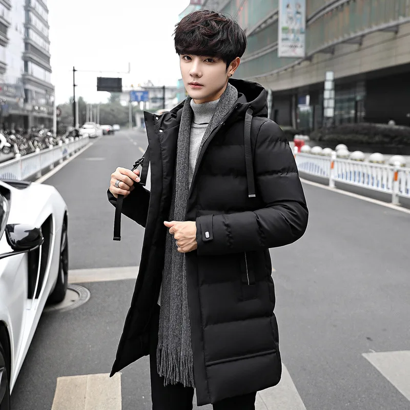 

2019 Autumn Winter Men's Long Jacket Parkas Men Warm Casual Parka Coat Medium-Long WaterProof Thickening Hat Jacket Parka Men