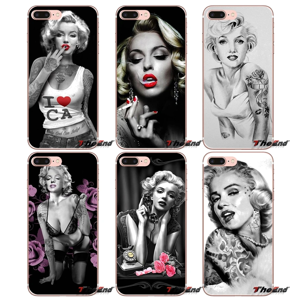 

For Samsung Galaxy S3 S4 S5 MINI S6 S7 edge S8 Plus Note 2 3 4 5 Grand Core Prime marylin monroe tatooe glasses Skull Case