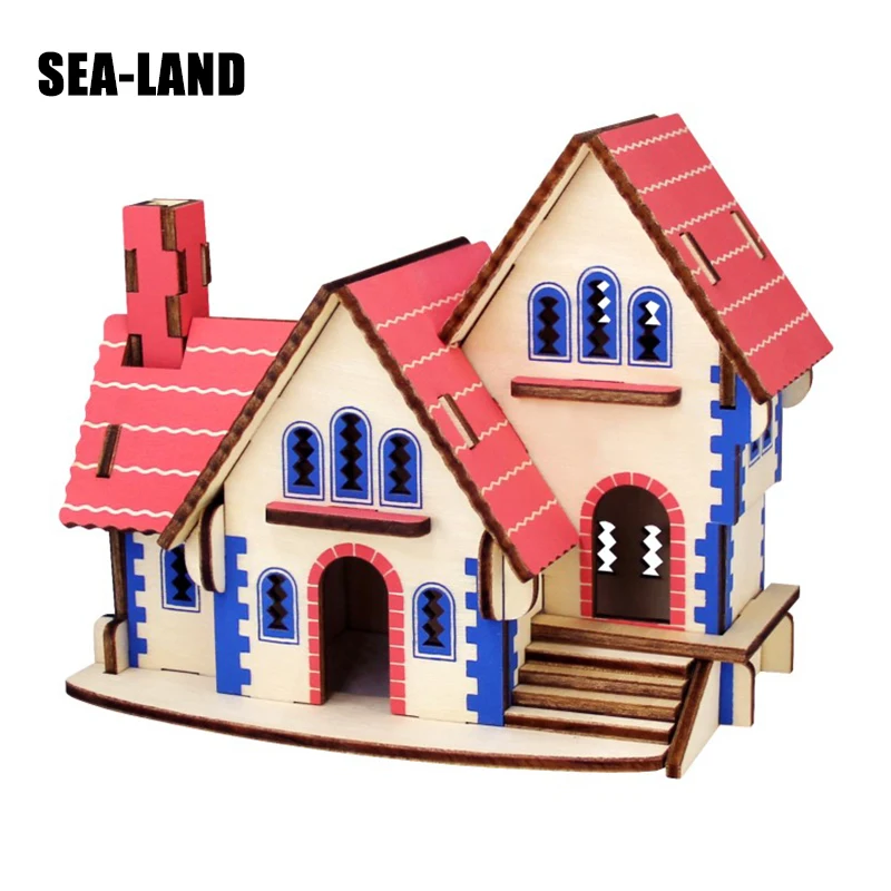 Toys For Children 3d Wooden Puzzles 30 Pcs Wood Toy Pink Dream House Model Kids Educational Puzzle Toys Wooden Buildings Series Buy At The Price Of 4 93 In Aliexpress Com Imall Com
