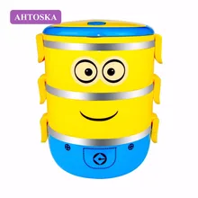 AHTOSKA Миньон Ланч Бокс Пластиковая Коробка Для Обед Пищевой Контейнер Для Студента Для Детей Столовая Посуда Столовые Приборы