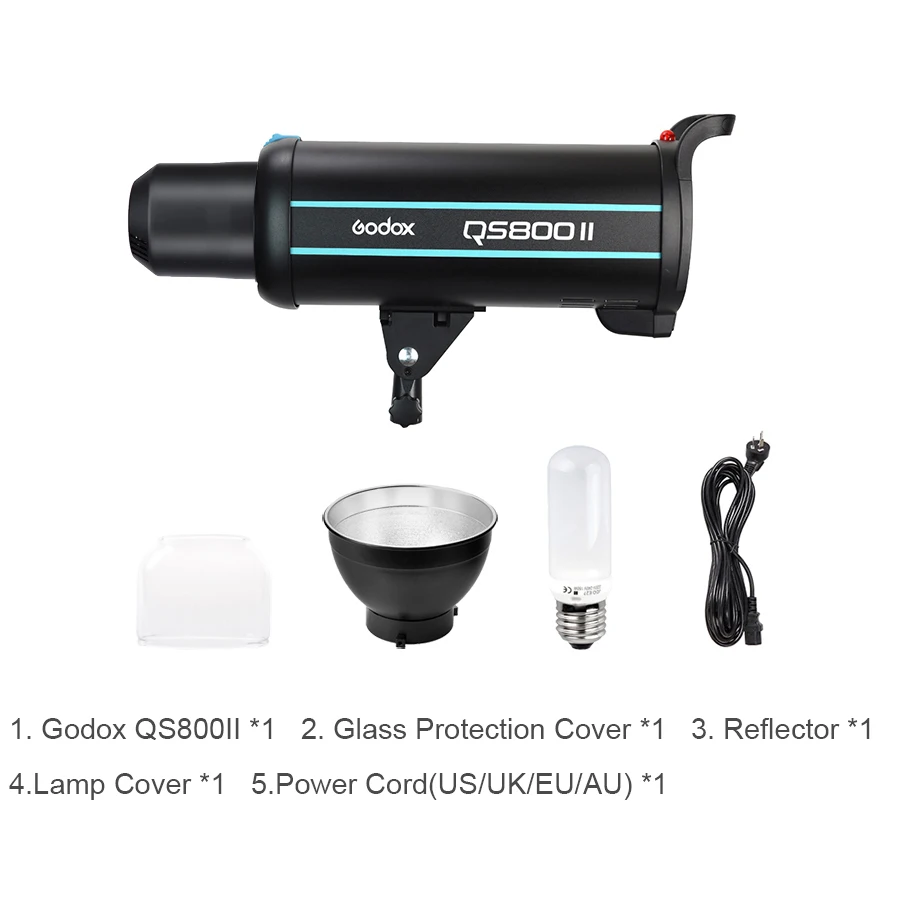 Профессиональный студийный стробоскоп Godox QS800II 800Ws GN90 со встроенным беспроводным