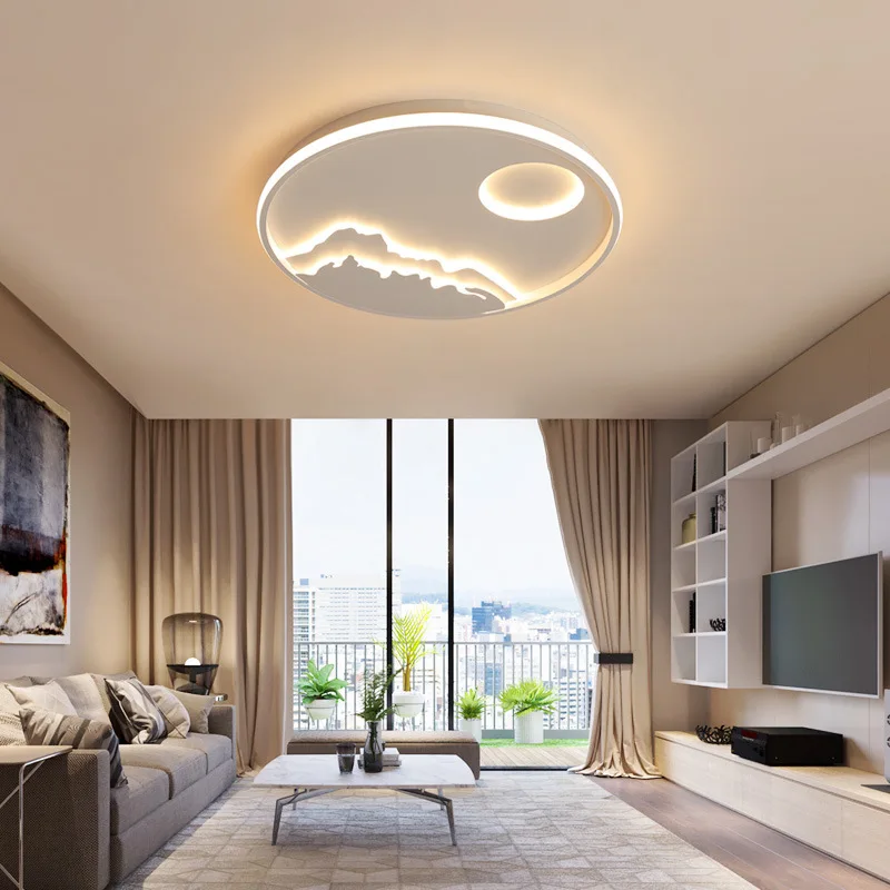 

KM sitting room bedroom round led to absorb dome light snow mountain sunrise character acrylic Nordic absorb dome light