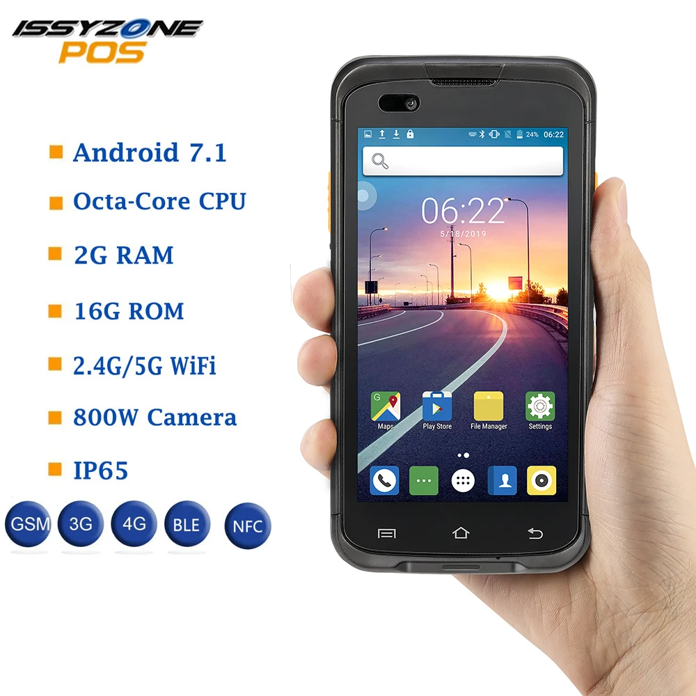 

IssyzonePOS PDA Android 7.1 Rugged data collector POS Terminal Handheld PDA Zebra barcode Scanner 2D NFC 4G WiFi Bar code Reader