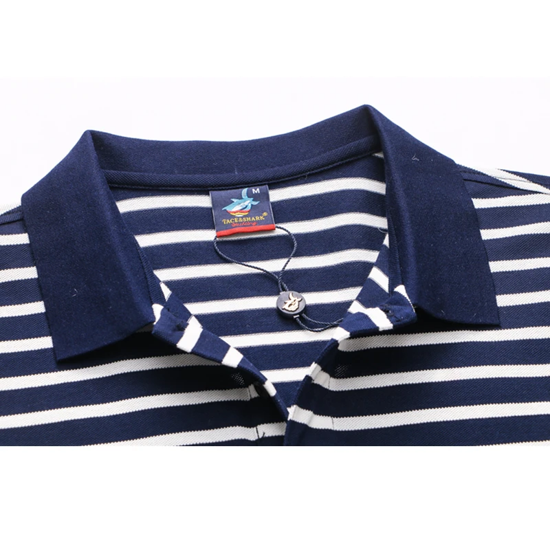 Мужская рубашка поло TACE & SHARK Повседневная в полоску с вышивкой 2018|casual polo shirt|brand
