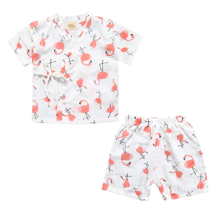 Г. летние детские льняные пижамные комплекты одежды комплект из топа с короткими рукавами и штанов для мальчиков и девочек Пижамный комплект для маленьких детей, DCC007 - Цвет: As picture