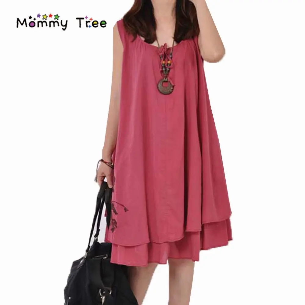 Summer New Sleeveless Maternity Dress Comfortable Linen Dresses for