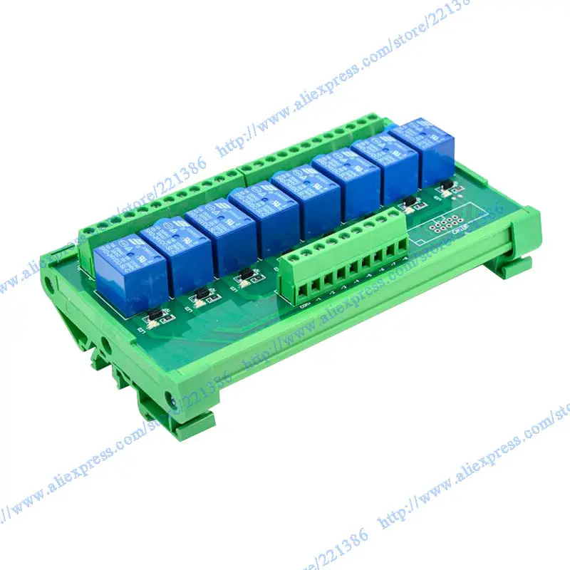 8 channels 24V 10A DIN rail mount Relay Module driver board output