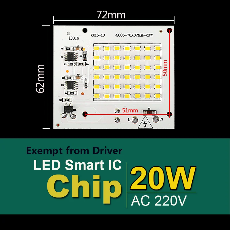 Светодиодный чип бусины 220V Светодиодный светильник мощностью 10 Вт, 20 Вт, 30 Вт, 50 Вт 90 Вт светодиодный бусины умная ИС(интеграционная схема для напольный светильник Холодный белый/теплый белый - Испускаемый цвет: 20W